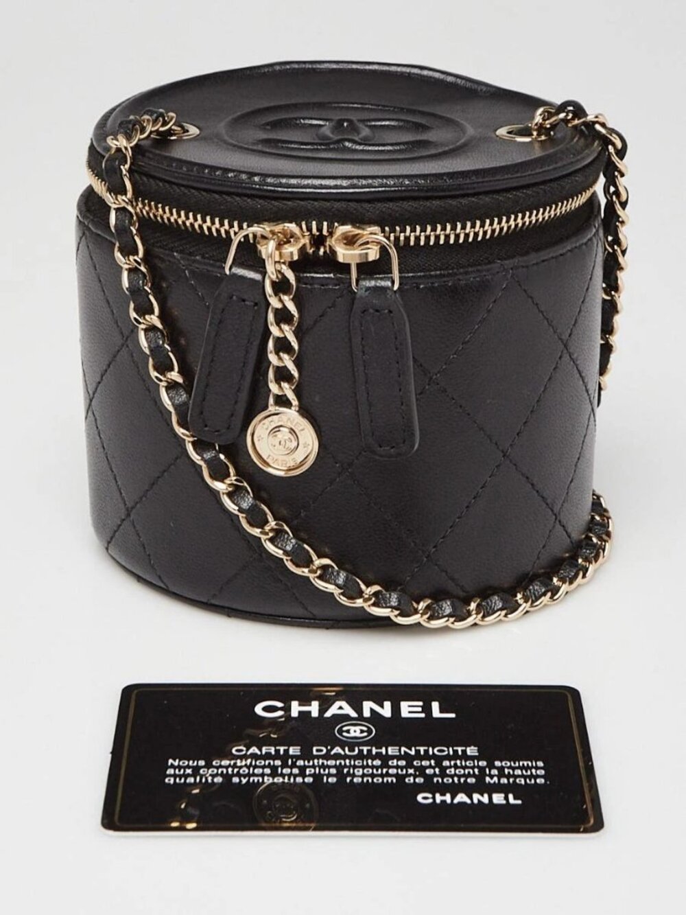 Chanel Black Quilted Lambskin Leather Chain and Charm Vanity Case Bag - Picture 5 of 11